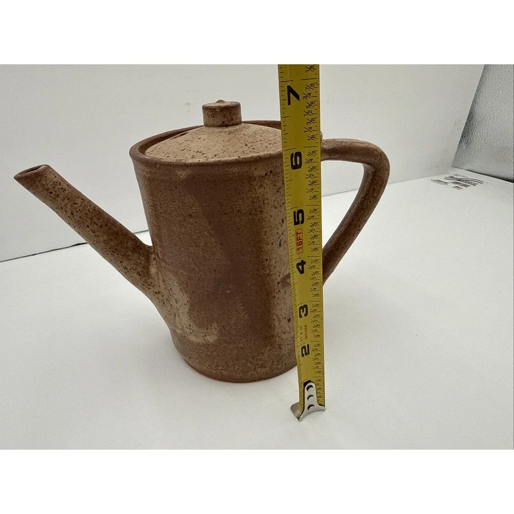 Vtg 1960's African Ceram Kloto Togo Glaze Pottery Pitcher Brown Hand Made Signed
